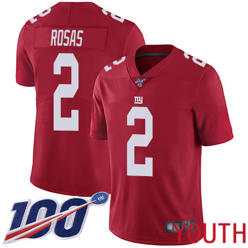 Youth New York Giants 2 Aldrick Rosas Red Limited Red Inverted Legend 100th Season Football NFL Jersey
